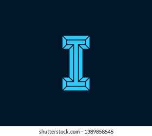Simple I Minimalista Inicial / Carta I diseño moderno con un color de hielo azul