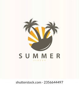 Simple Minimalist Inspiration Logo Design Summer Beach Ocean Symbol Template