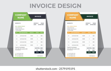 Simple and minimalist invoice template vector design