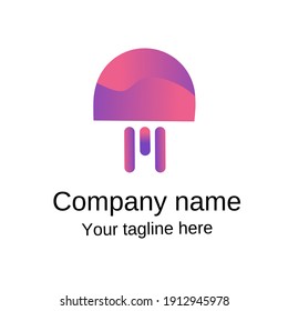 Simple minimalist jellyfish logo design. Vector illustration