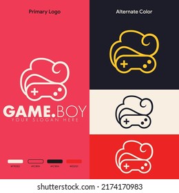 simple minimalist joystick gamepad with cool hair gaming logo design