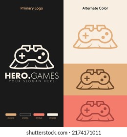 simple minimalist joystick gamepad gaming with cape logo design