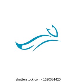 simple minimalist jump fox logo