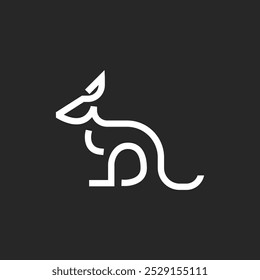 simple minimalist kangaroo logo shape mammal vector, modern outline, line art logo