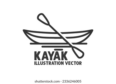 Simple Minimalist Kayak Canoe Rafting Boat Badge Emblem Illustration Vector