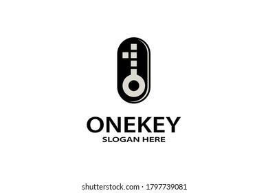 Logotipo de clave simple y minimalista, forma el primer diseño, moderno y elegante.