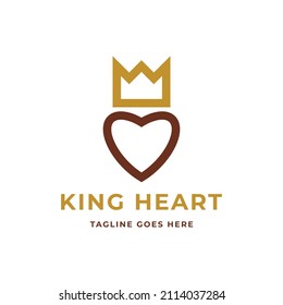 simple and minimalist the king heart logo design