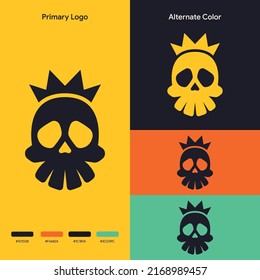 simple minimalist king skull bone logo design
