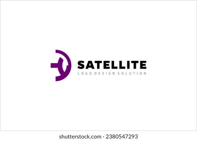 Simple minimalist laconic template logo design solution with satellite and eye creative image element