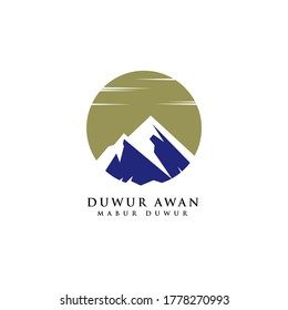 simple minimalist landscape mountain logo design