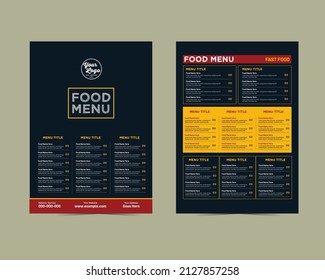 Diseño simple y minimalista Plantilla de menú de alimentos