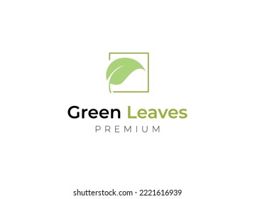 Simple and minimalist leaf logo design. Green Leave logo