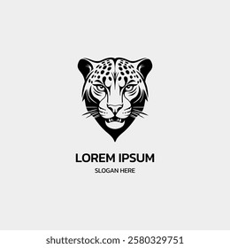 simple minimalist leopard jaguar head logo template illustration icon element isolated on white background