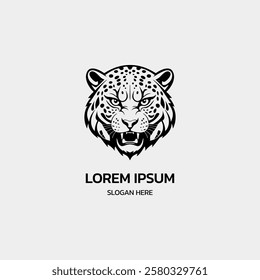 simple minimalist leopard jaguar head logo template illustration icon element isolated on white background