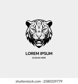 simple minimalist leopard jaguar head logo template illustration icon element isolated on white background