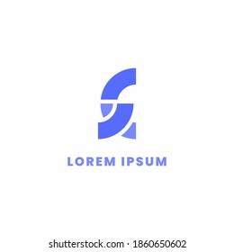 Simple and minimalist letter CS or SC monogram logo with rounded style