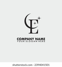 Simple Minimalist Letter E lunar Logo Design Vector