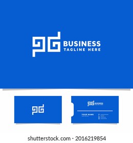 Letra simple y minimalista logotipo PG con plantilla de tarjeta de visita