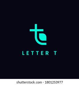 Simple and minimalist letter T logo with leaf