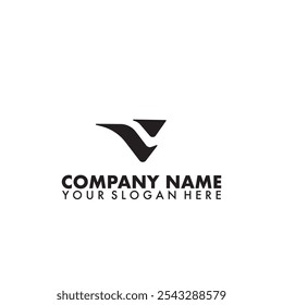 Simple minimalist letter v flying abstract logo