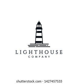 Simple and minimalist lighthouse design logo. Vintage but modern. Suitable for use in various companies.