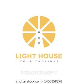 Simple minimalist lighthouse vector logo