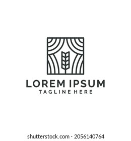 Simple minimalist line art curtain logo design