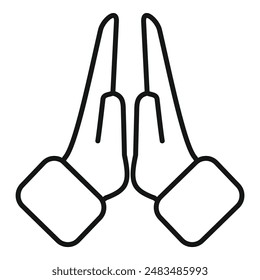 Simple and minimalist line art icon of two hands coming together in prayer