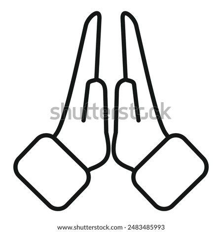 Simple and minimalist line art icon of two hands coming together in prayer