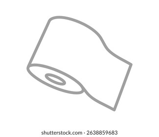 Simple, minimalist line art illustration of a roll of paper towels.  Perfect for websites, apps, or presentations needing a clean, modern aesthetic.
