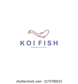 simple minimalist line art koi fish premium logo vector