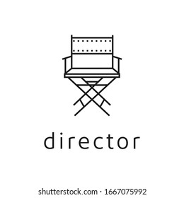 Simple Minimalist line art movie film director chair and negative film logo design