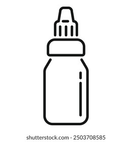 Einfache und minimalistische Linienzeichnung einer Tropferflasche, ideal für die Darstellung von Konzepten im Zusammenhang mit Medizin, Kosmetik oder Aromatherapie