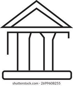 Simple Minimalist Line Icon of a Classical Government Building or Financial Bank
