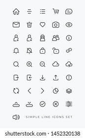 Simple minimalist line icons set