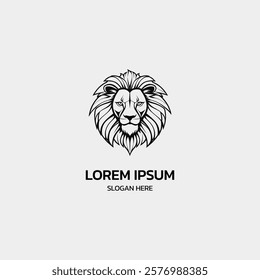 simple minimalist lion head logo template illustration icon element isolated on white background