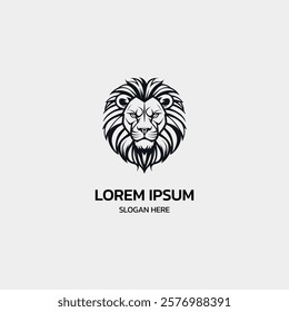 simple minimalist lion head logo template illustration icon element isolated on white background