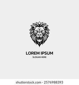 simple minimalist lion head logo template illustration icon element isolated on white background