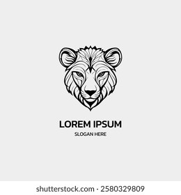 simple minimalist lion head logo template illustration icon element isolated on white background