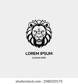 simple minimalist lion head logo template illustration icon element isolated on white background