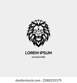 simple minimalist lion head logo template illustration icon element isolated on white background