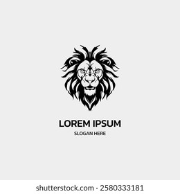 simple minimalist lion head logo template illustration icon element isolated on white background