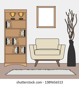 Simple minimalist living room sets template vector