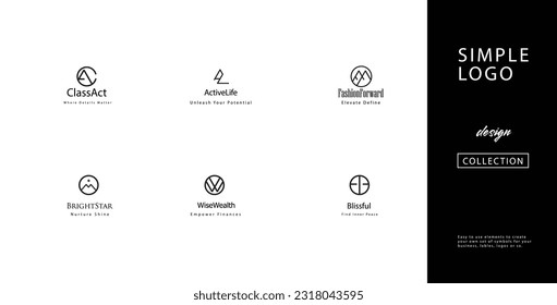 Diseño de logotipos sencillos y minimalistas Dibujado a mano Símbolos y carteles originales para el paquete de logotipos para vectores de marca comercial y conjunto de logotipos