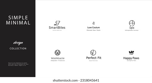Einfaches, minimalistisches Logo-Design, handgezeichnete Originalsymbole und -signaturen für das Marken-Vektorlogo-Paket und Logo-Set für das Firmenlogo