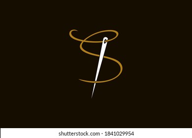 Simple and Minimalist logo design illustration Needle and initial S