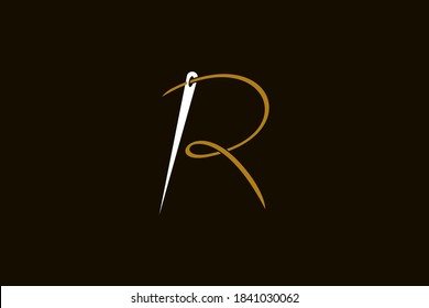 Simple and Minimalist logo design illustration Needle and initial R