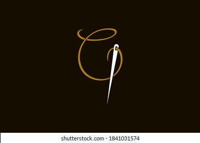 Simple and Minimalist logo design illustration Needle and initial G