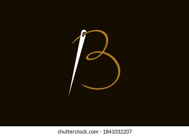 Simple and Minimalist logo design illustration Needle and initial B