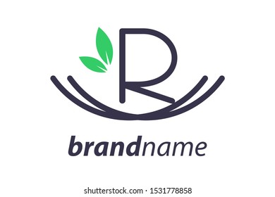 Simple and Minimalist logo design Initial R in nest.